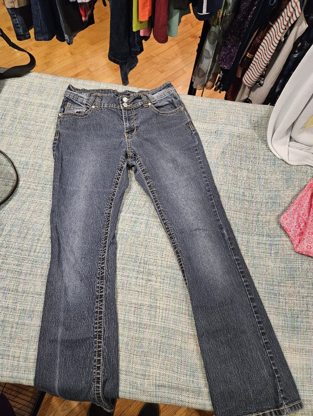 Y2K Roz & Ali Dark Blue Flare Jeans *Shows Wear By Back Pockets*